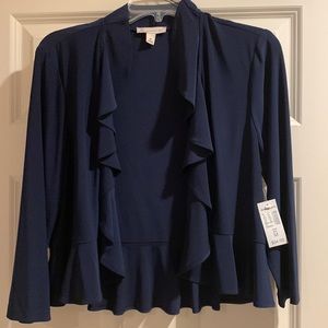 NEW -- Open Style Ruffled Navy Jacket by Dress barn. 
Size Medium